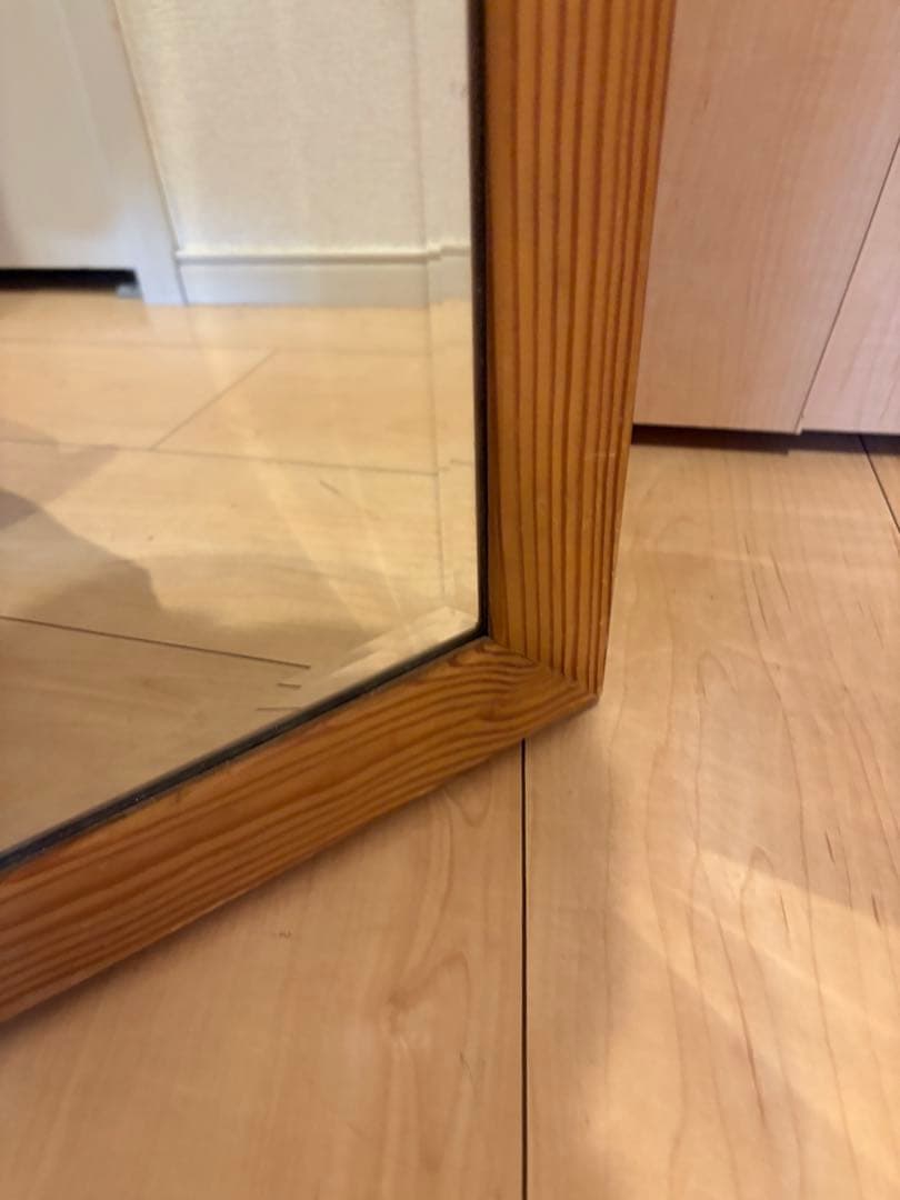 カントリー調 オーク材フレーム 大型ウォールミラー カナディアン/アンティーク