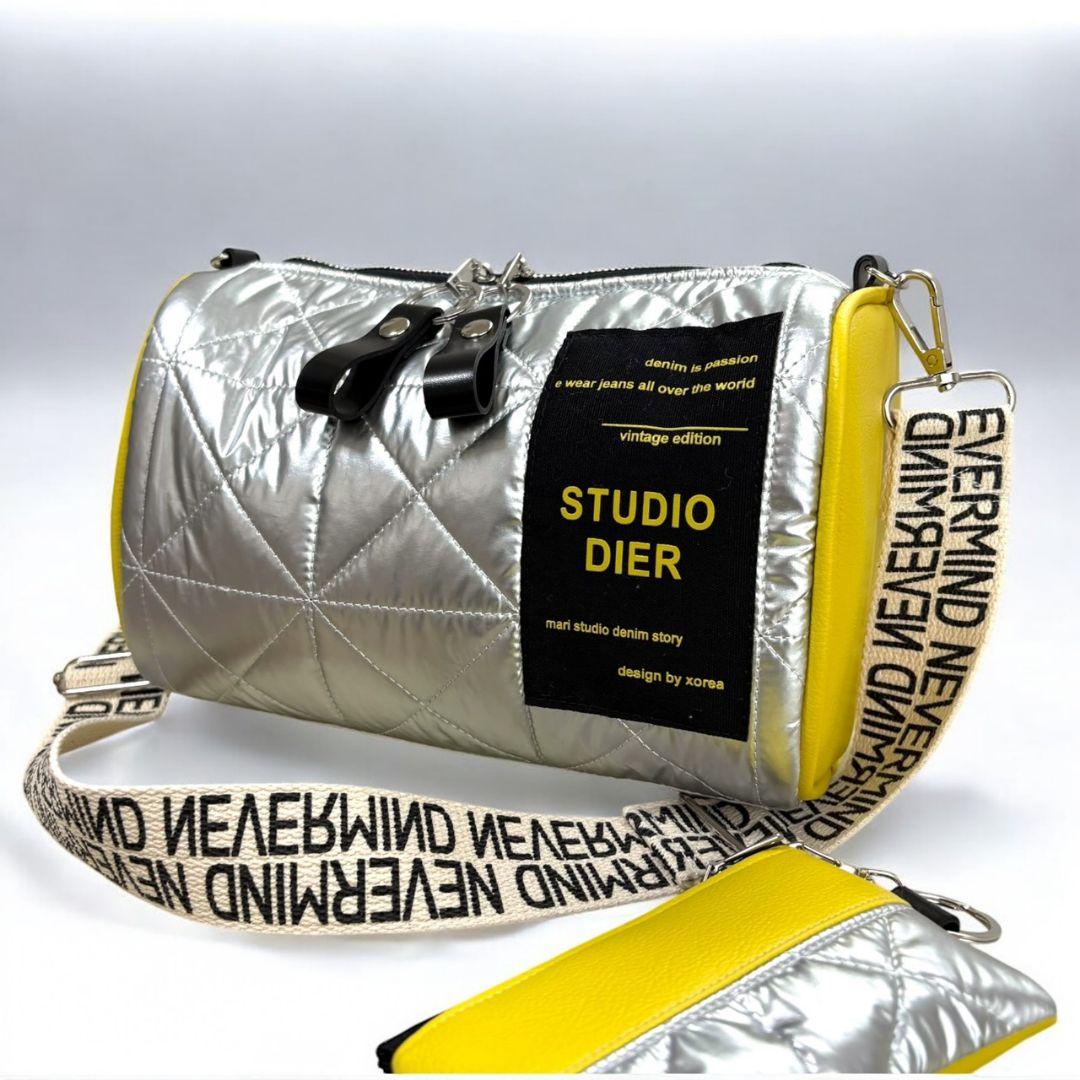 Accent Bag／キルティングシルバー×イエロー