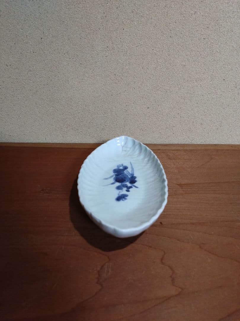 藍九谷 花紋 菊形長皿