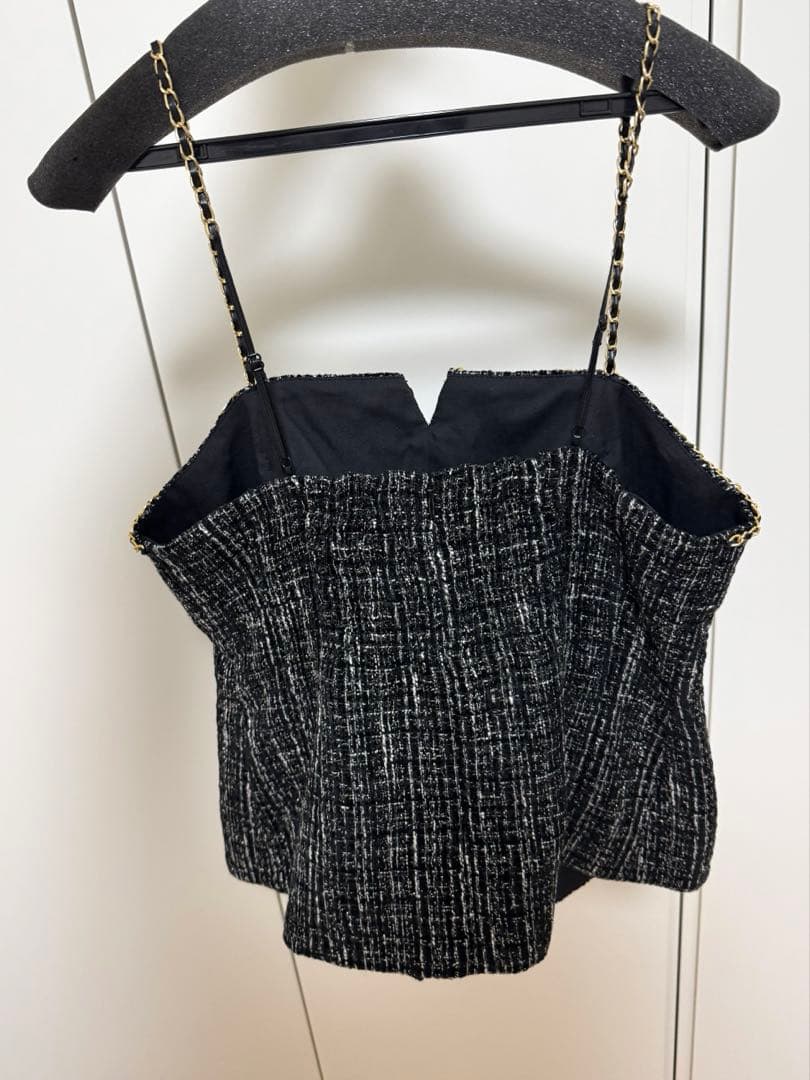 JUSGLITTYチェーントリムツイードキャミ