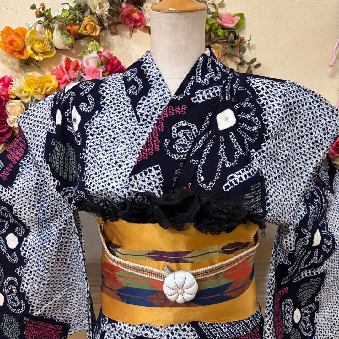 有松鳴海絞り伝統工芸❤️半幅帯レース‼️ハンドメイドお花5点セット‼️