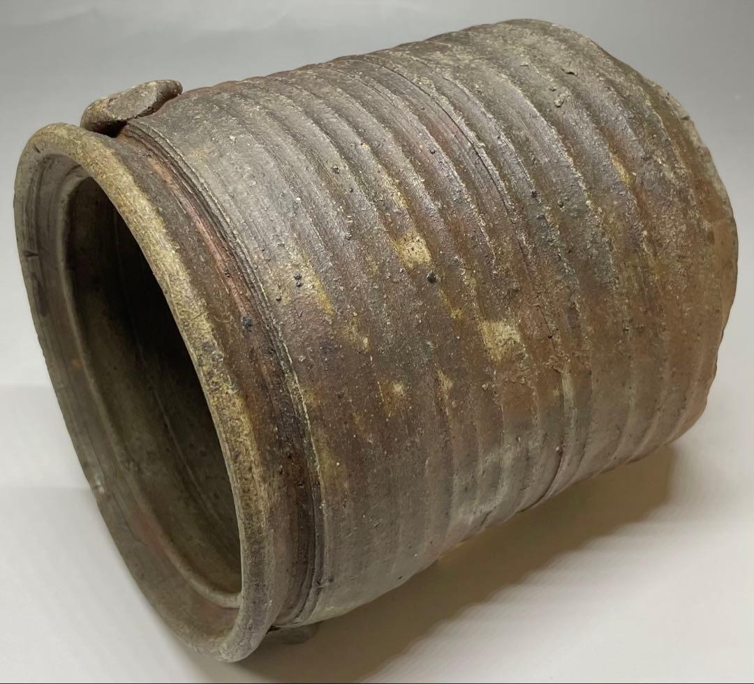 古備前　桂又三郎織　輪耳種壺水指　江戸末期　Y441