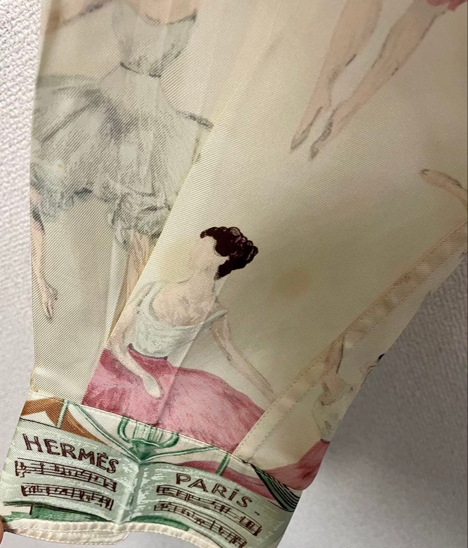 HERMES エルメス バレリーナ総柄 シルクシャツ ヴィンテージ サイズ40