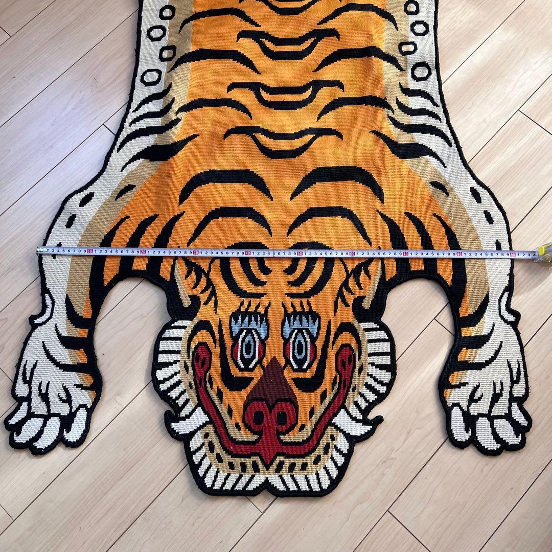 ビッグサイズ チベタンタイガーラグ約190cm×90cmシルク100%