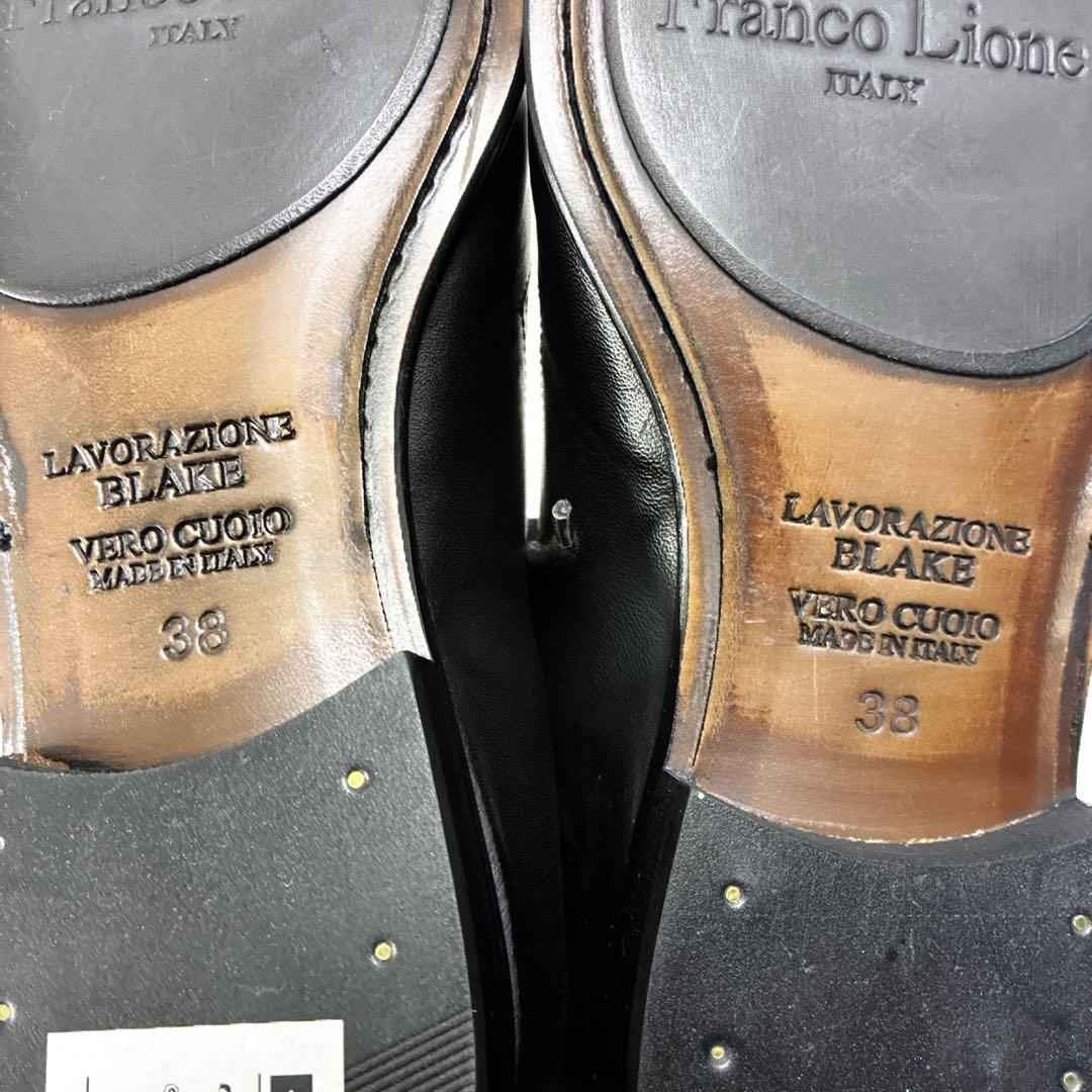 【美品】Franco Lione 伊製 レザー メダリオン　黒 24~24.5