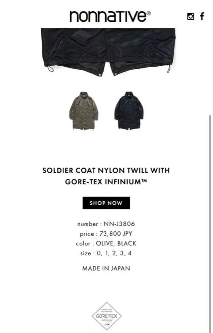 nonnative GORE-TEX INFINIUM モッズコート ブラック