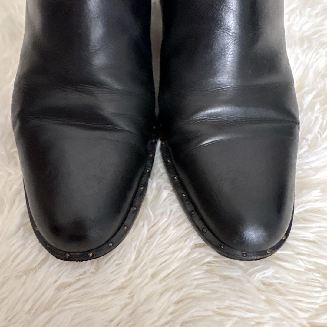 サルヴァトーレ フェラガモ サイドゴアブーツ 黒 レザー 24〜24.5cm