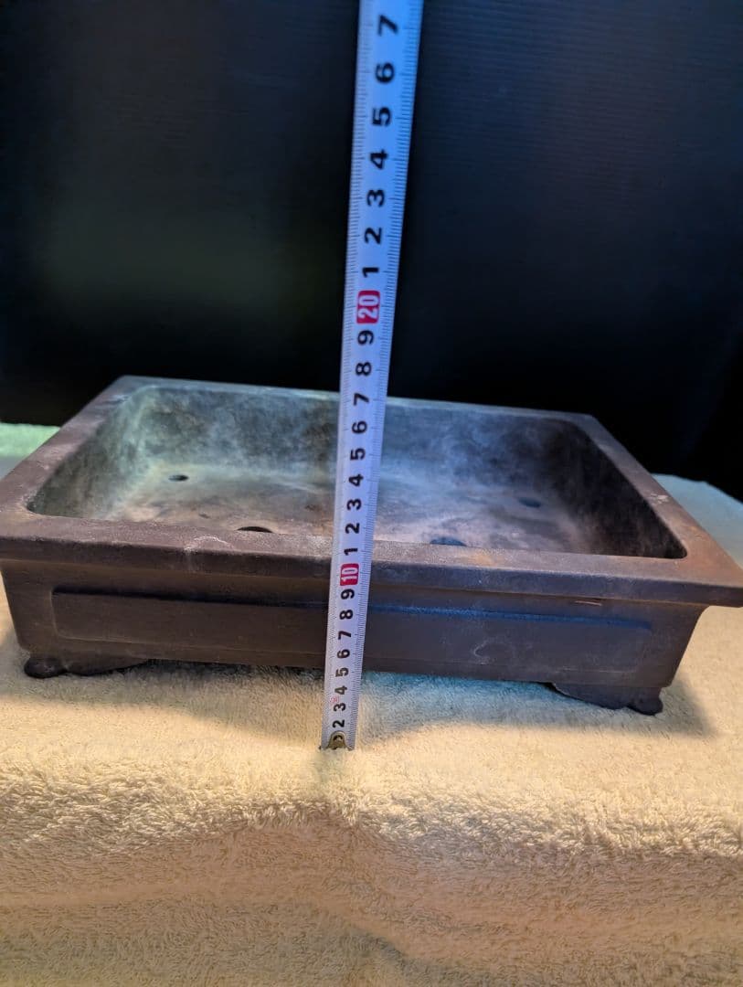 盆栽鉢落款あり陶器製盆栽鉢 30cm x 20cm