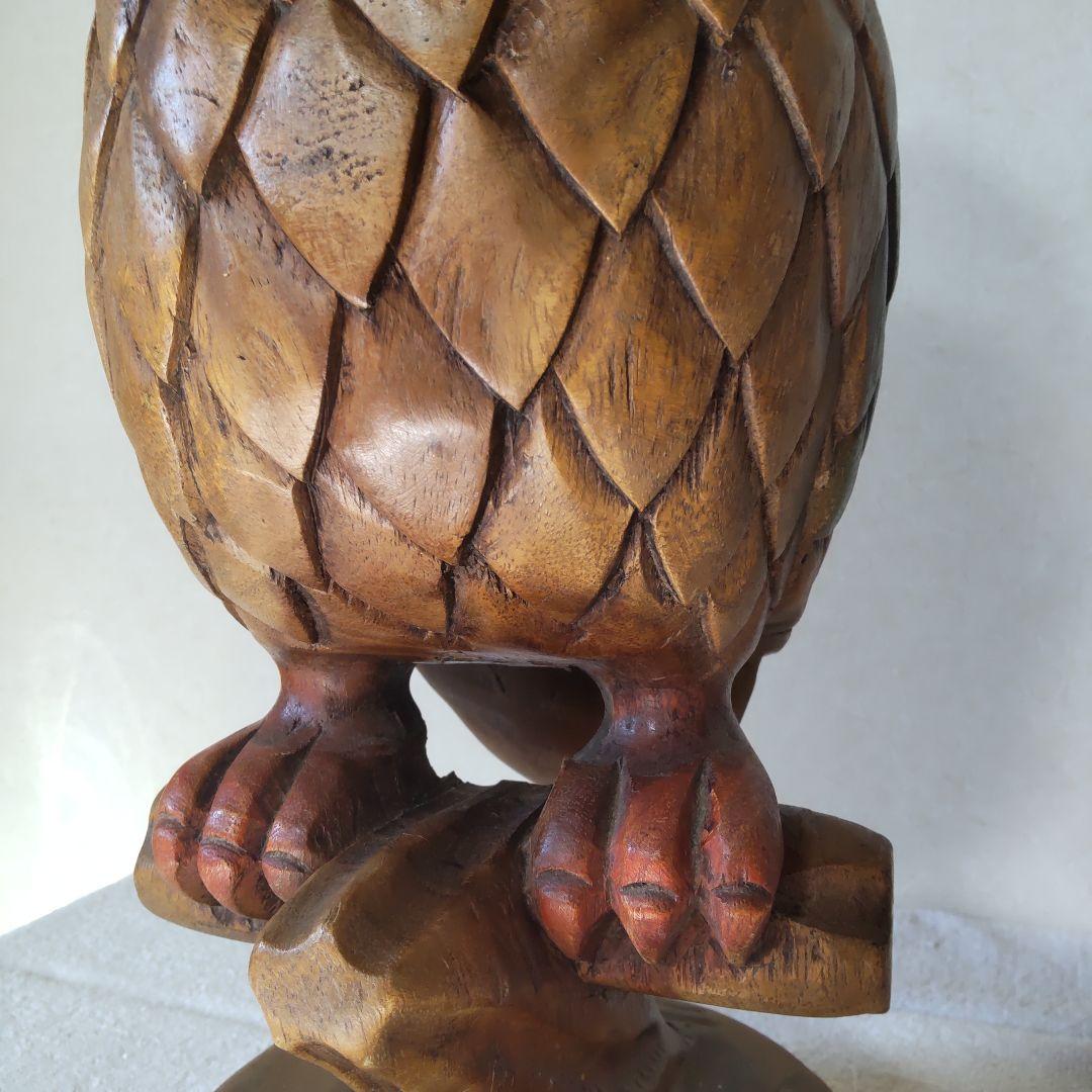 ふくろう 高さ41㎝ 3kg 木彫り 置物 一刀彫