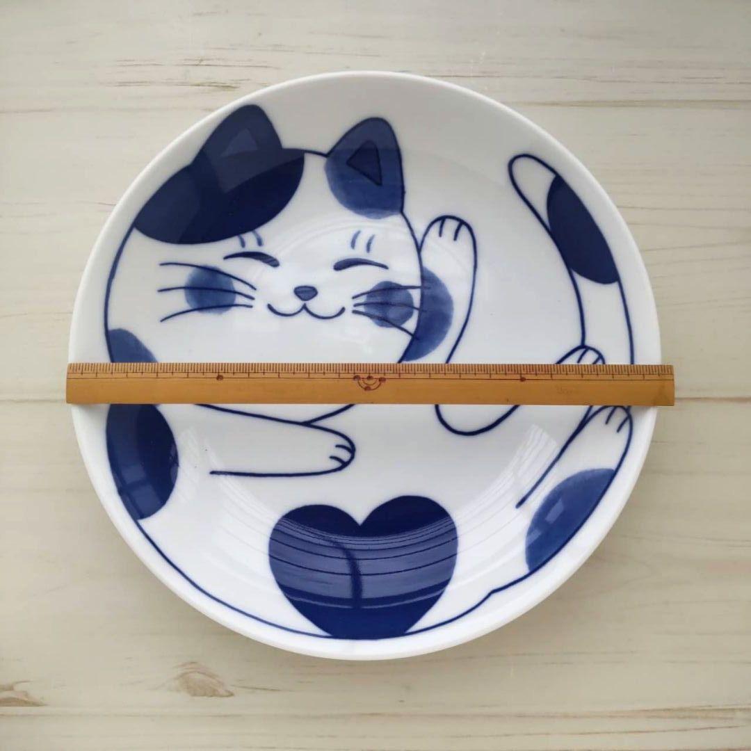新品2点セット　美濃焼　ねこちぐら　20cm皿　ミケ　猫　ねこ　ネコ