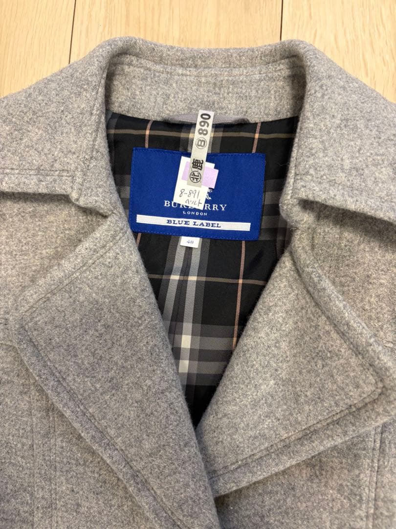 バーバリーブルーレーベル アンゴラ混 ロングコート 40 グレー