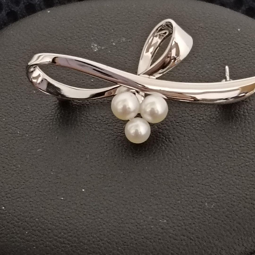 ミキモト MIKIMOTO ブローチ 3粒 ベビーパール シルバー