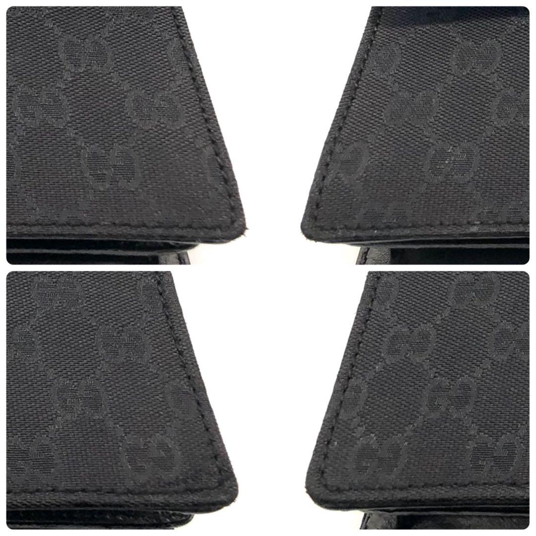 【美品】GUCCI クラッチバッグ レザー GGキャンバス 持ち手あり ブラック