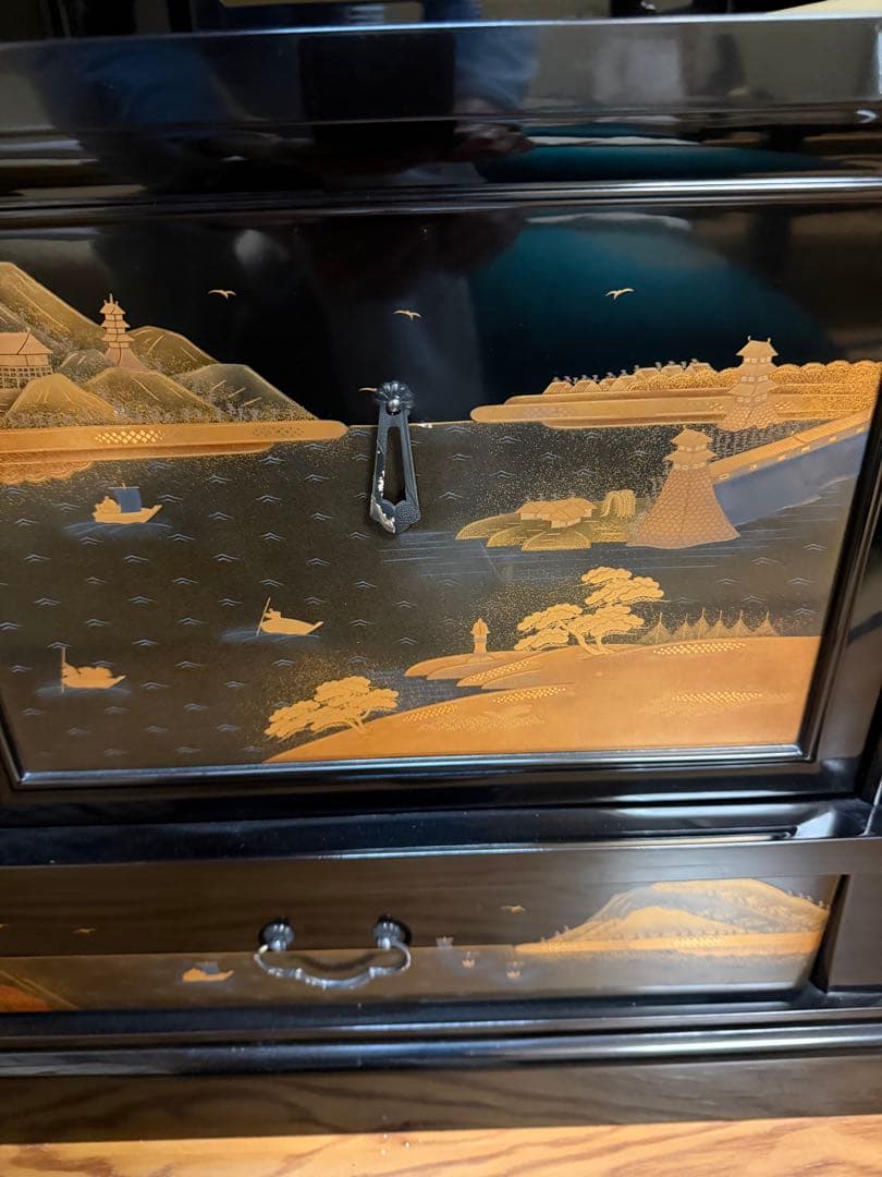 中古　超美品　輪島塗り　漆芸作家　柿木章作　飾り棚
