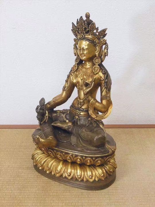 古铜 仏像 時代 觀音像 銅鎏金
