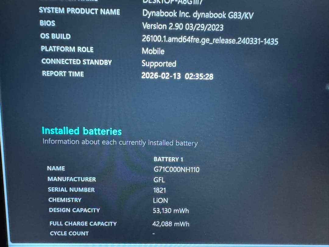 Windowsノート本体 dynabook G83/KV Core i5 1240P