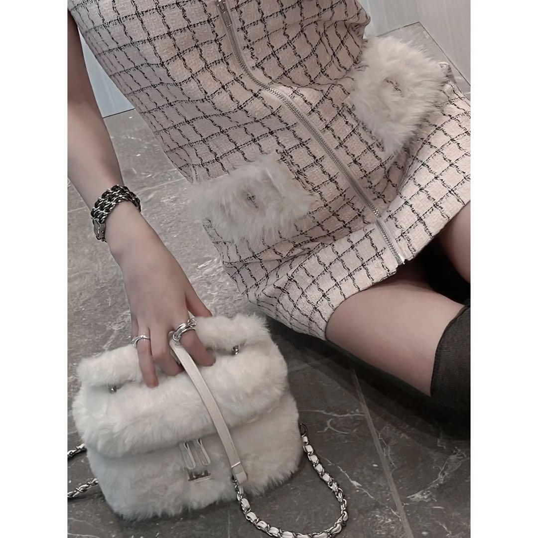 新品タグ付 ダーリッチ ピンク フロントファスナーツイードミニワンピース フリー