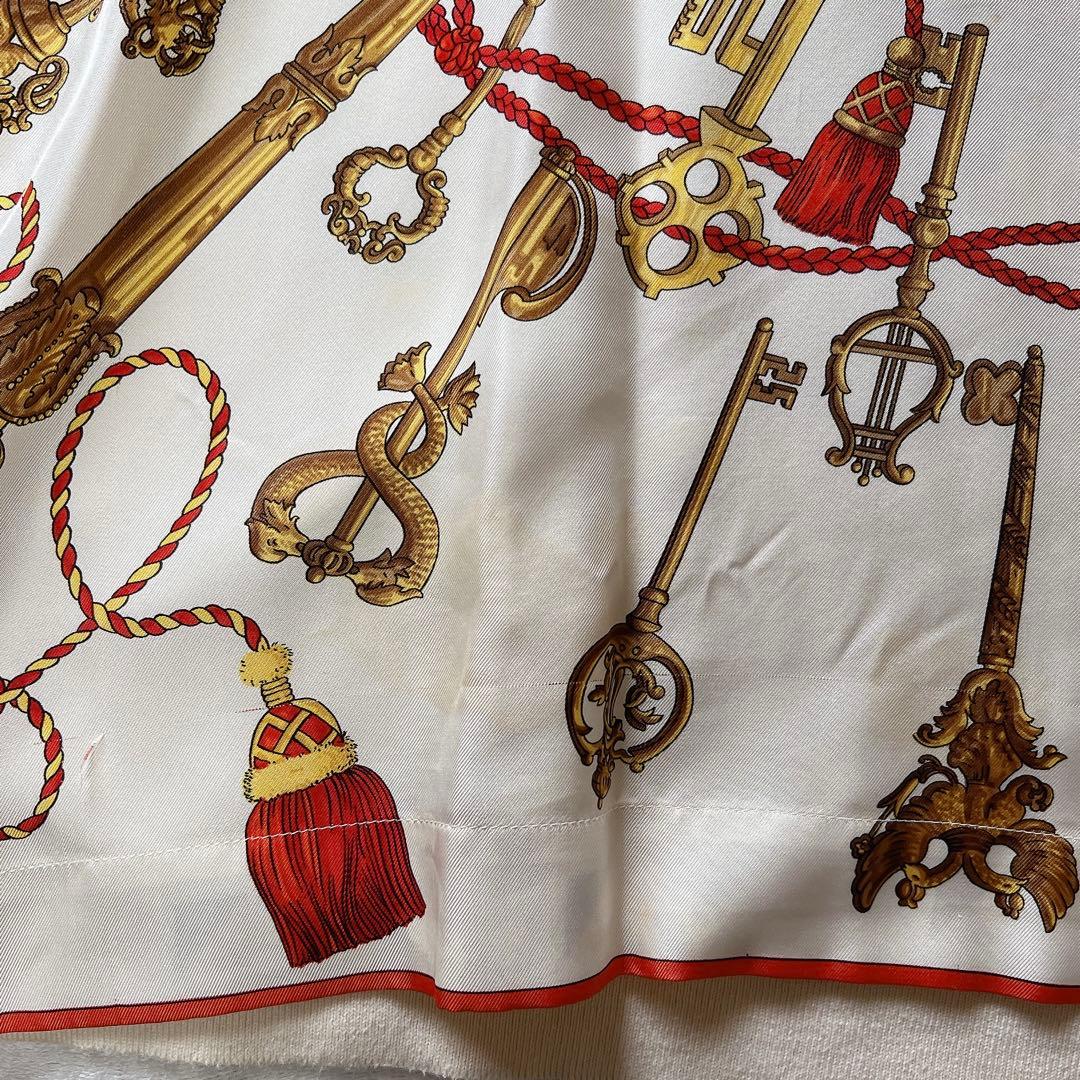 エルメス HERMES シルク ニット 切り替え ブラウス プルオーバー L