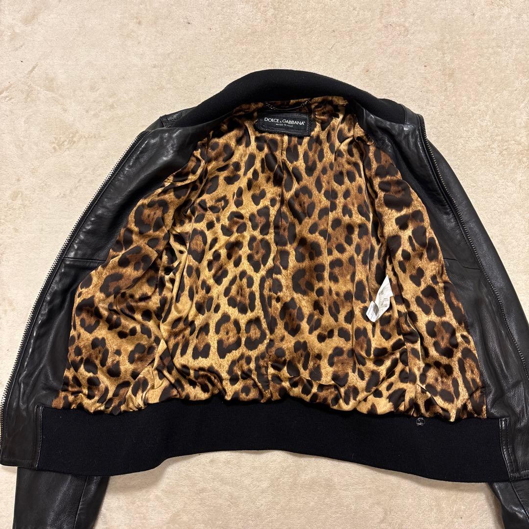 激レア⭐️dolce&gabbana ラムレザー シングルライダース　レオパード