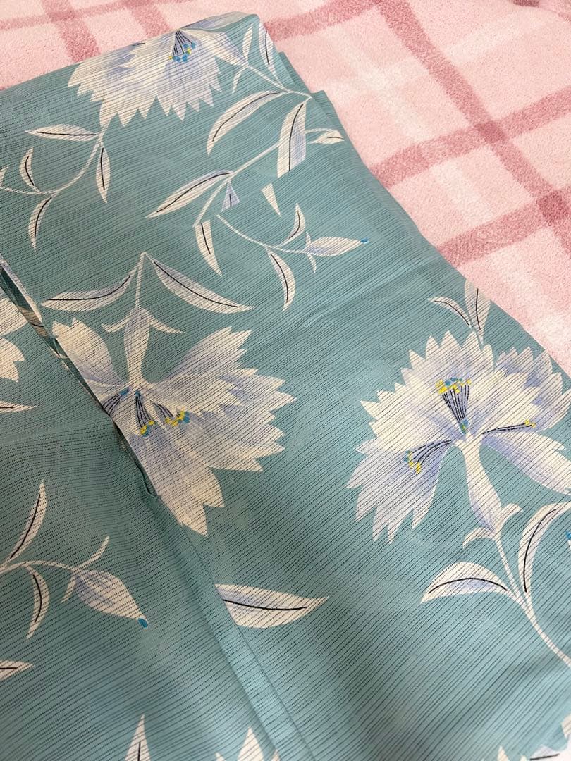 美品✨三越伊勢丹購入！夢工房 浴衣 水色 定価44,000円
