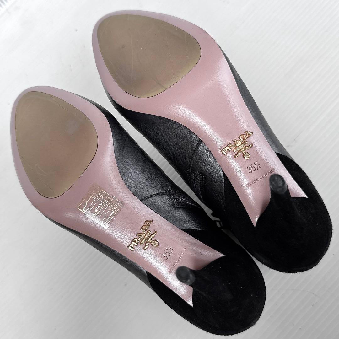 PRADA プラダ　サイドジップ　ショートブーツ　ブーティ　ハイヒール　35.5