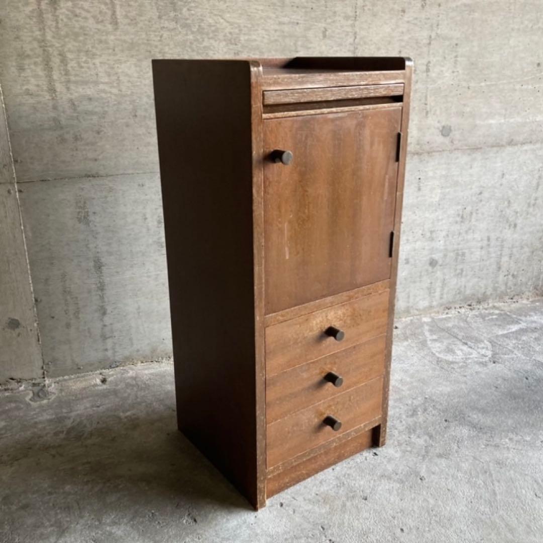 サイドテーブル キャビネット チェスト ラック 電話台 棚 木製 昭和 レトロ