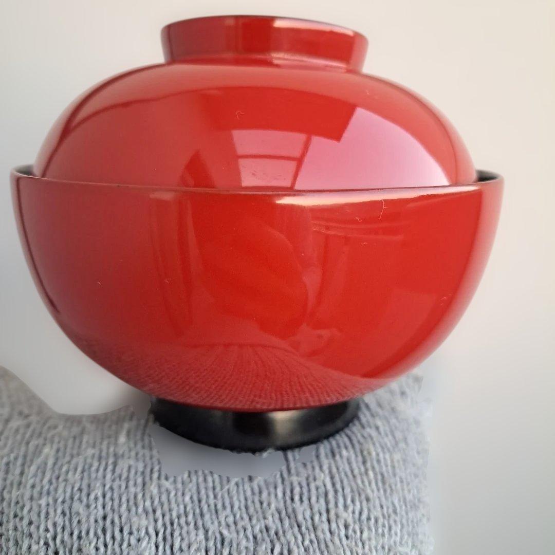 【越前河和田塗　御吸物椀×5客】天然木製　朱内黒　未使用/長期保管品