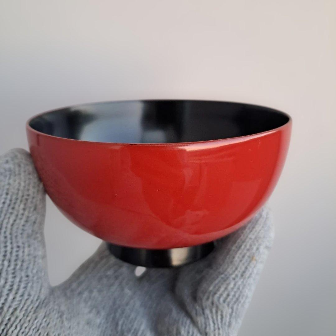 【越前河和田塗　御吸物椀×5客】天然木製　朱内黒　未使用/長期保管品