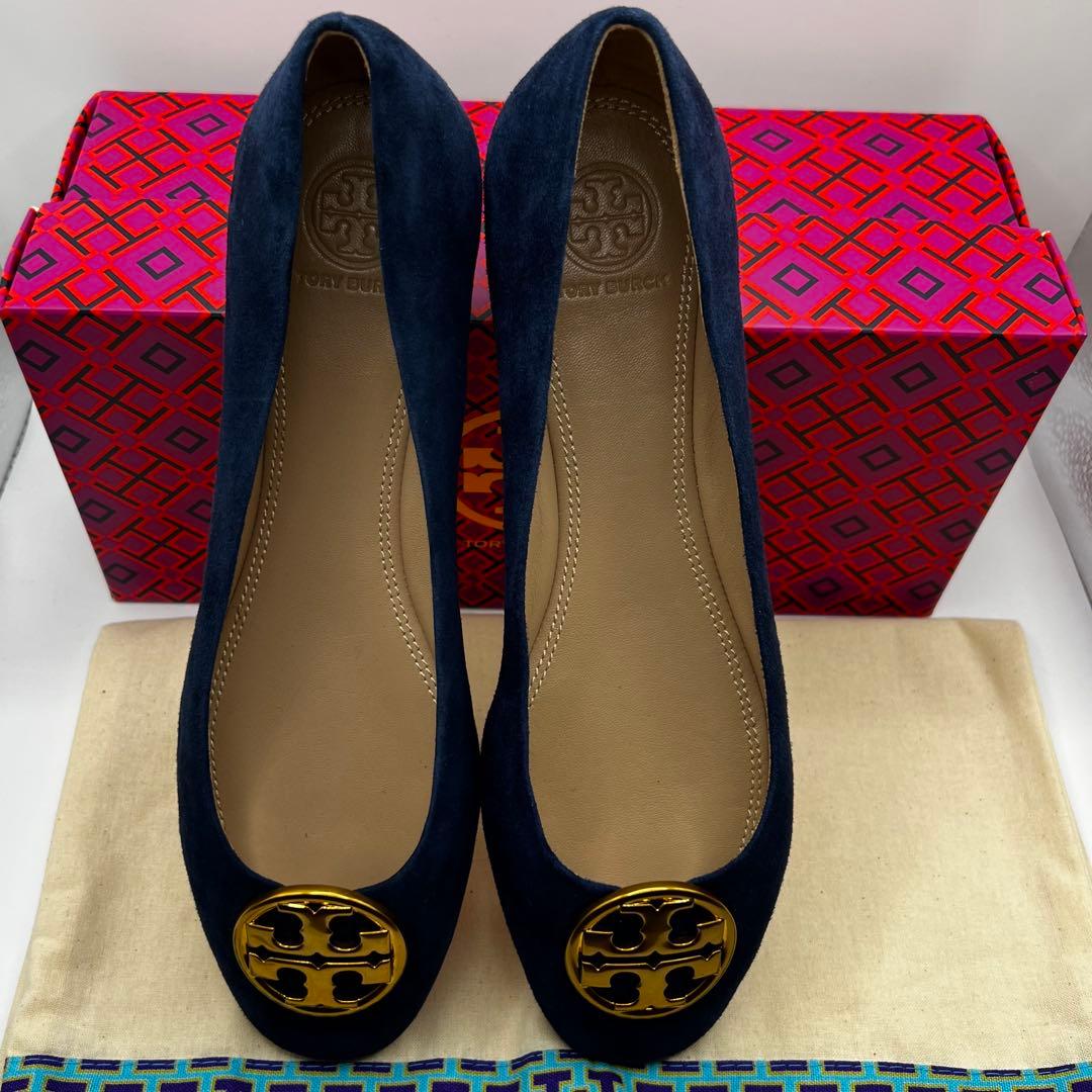 【極美品】TORY BURCH☆紺フラットパンプス☆24cm