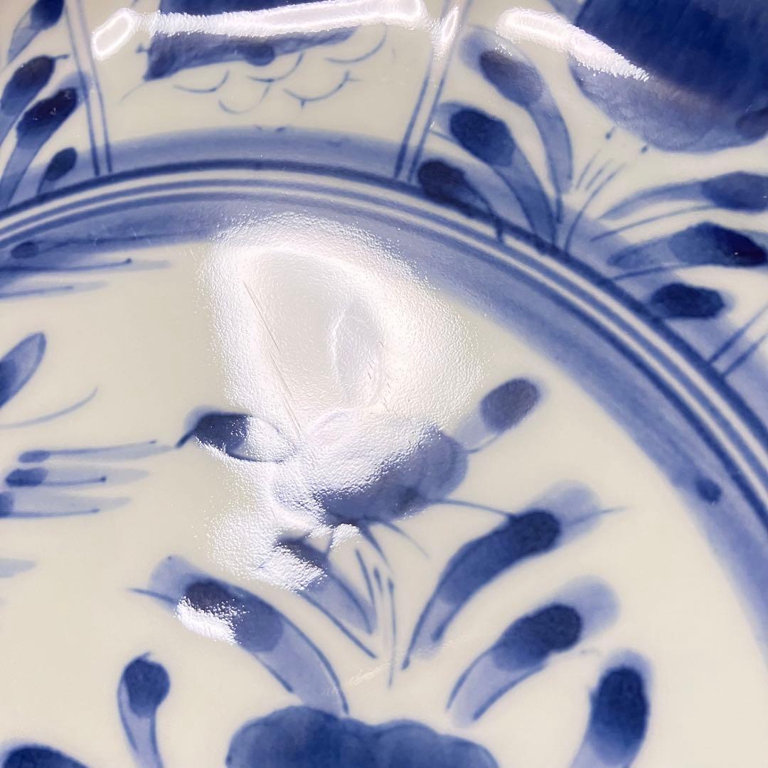 有田焼　染付　芙蓉手　輪花皿　大皿　よざん窯　与山窯