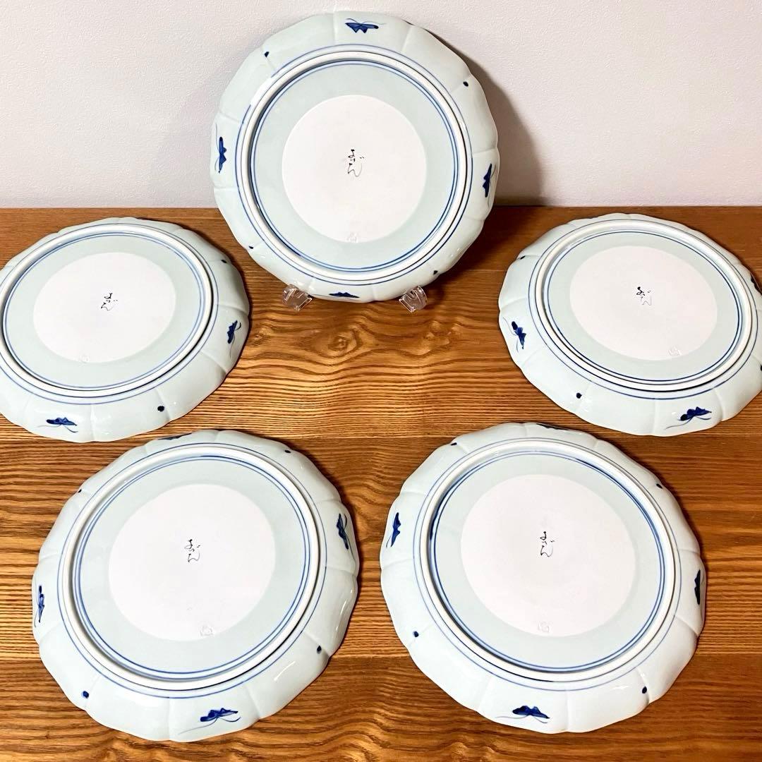 有田焼　染付　芙蓉手　輪花皿　大皿　よざん窯　与山窯