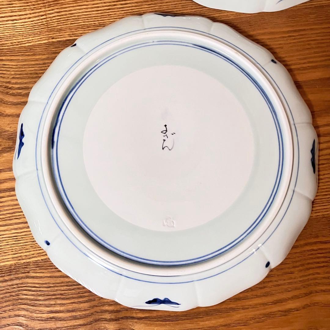 有田焼　染付　芙蓉手　輪花皿　大皿　よざん窯　与山窯