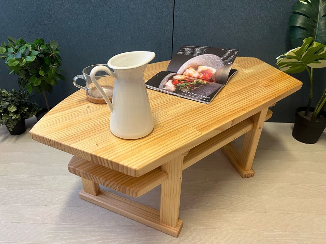 【在庫整理】 ローテーブル 扇形 90cm 45cm パイン ナチュラル