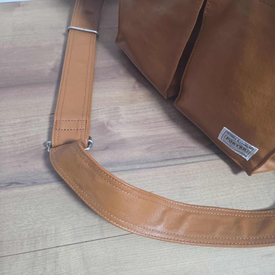 PORTERブラウンレザーショルダーバッグ