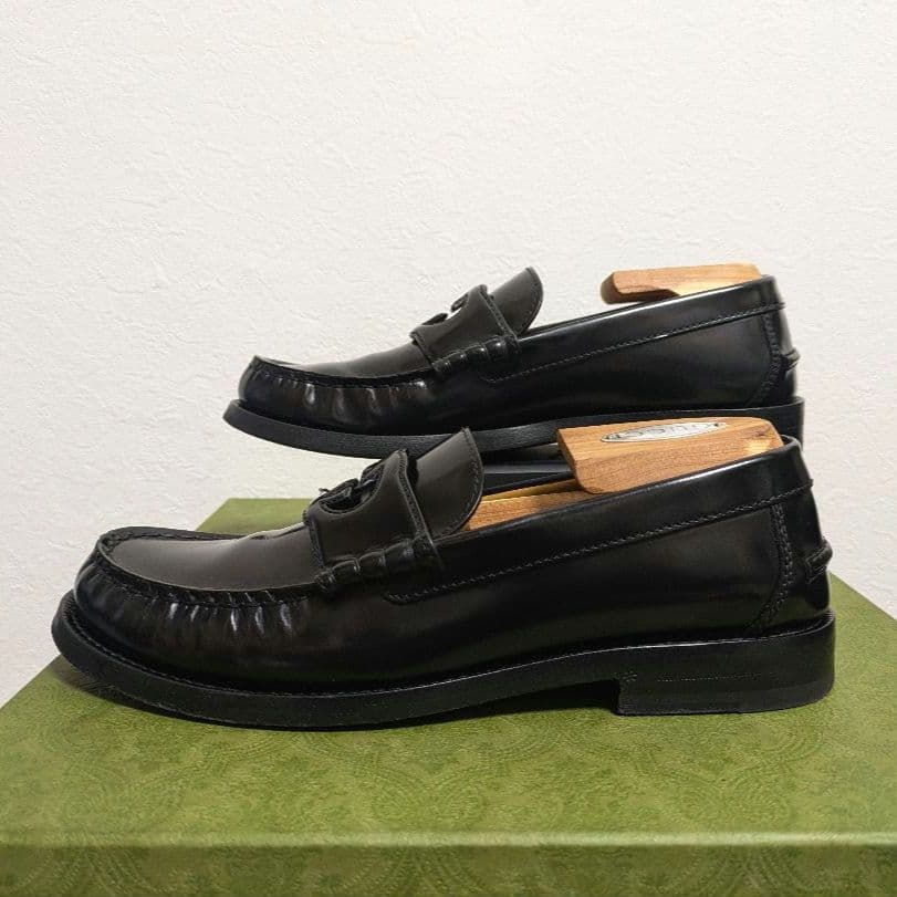 美品　GUCCI　インターロッキングG　ローファー　黒　38 1/2