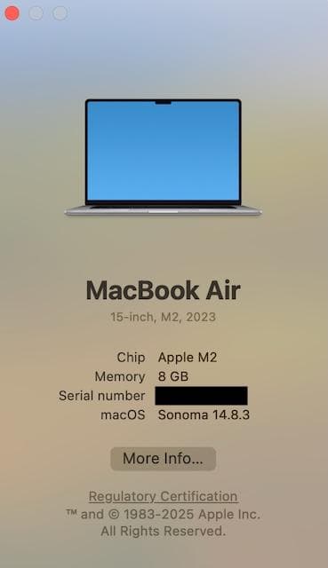MacBookAir15インチM2 8GB 256GB スペースグレイ充放電4回