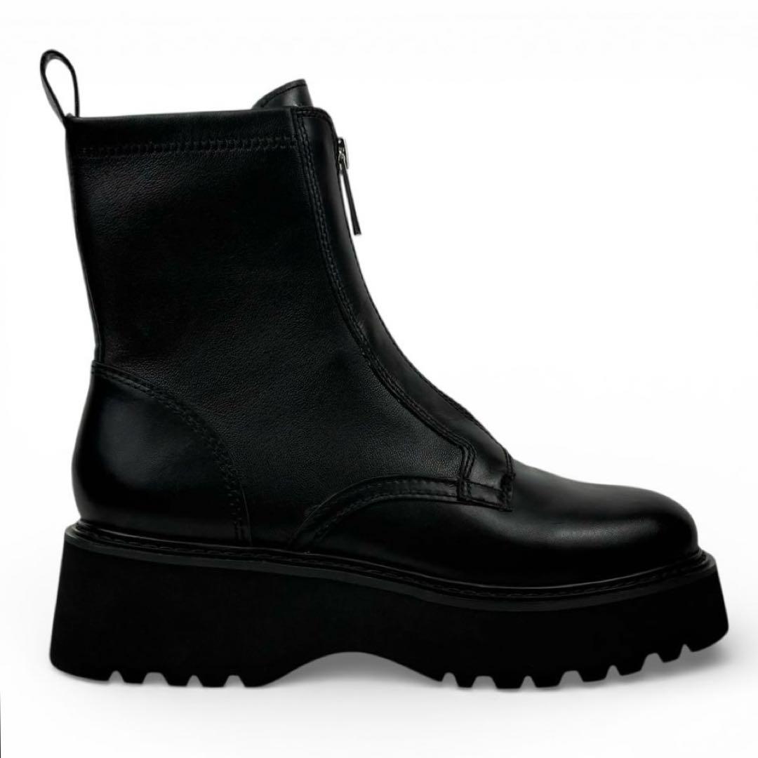 【新品同様】STACCATO 23cm フロントジップ　ブーツ　黒