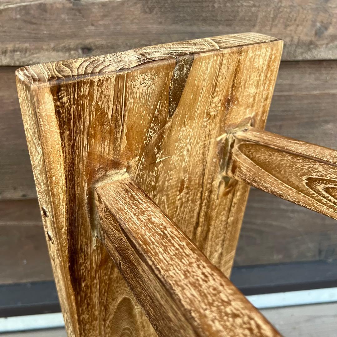 オールドチーク材 一枚板ベンチ70cm チーク無垢材 アンティーク調 スツール