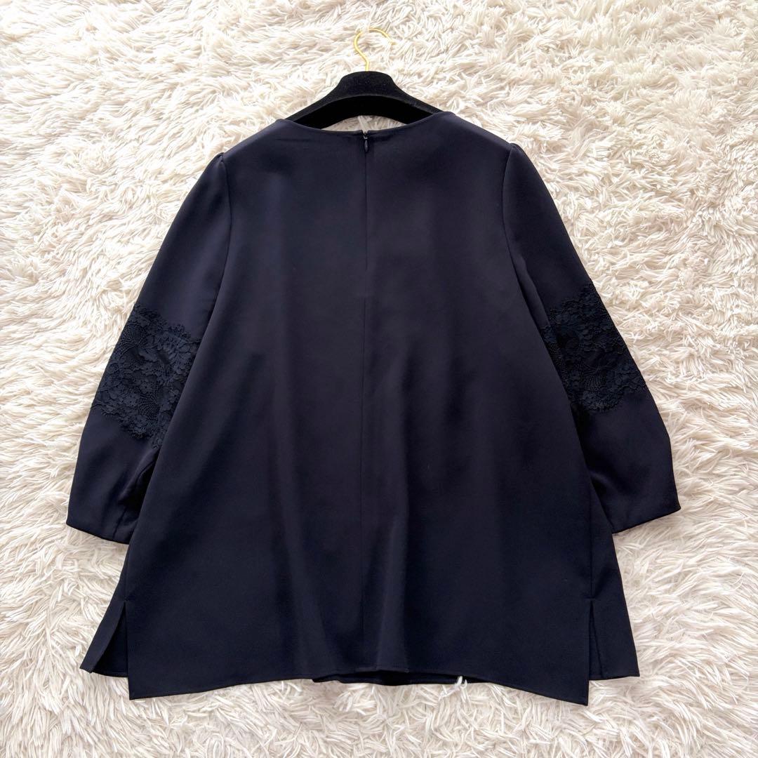 【新品タグ付】23区 大きいサイズ 48トリアセダブルジョーゼット ブラウス 紺