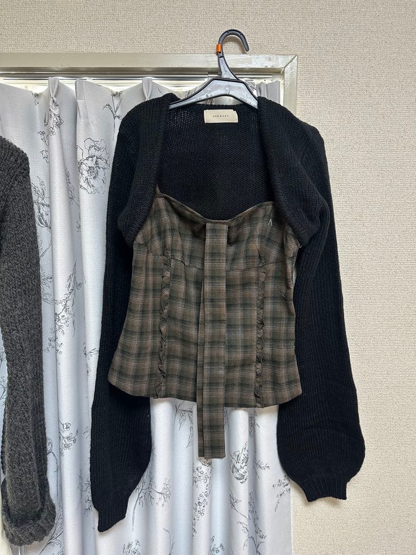 トップス andmary Tyla ribbon set tops black