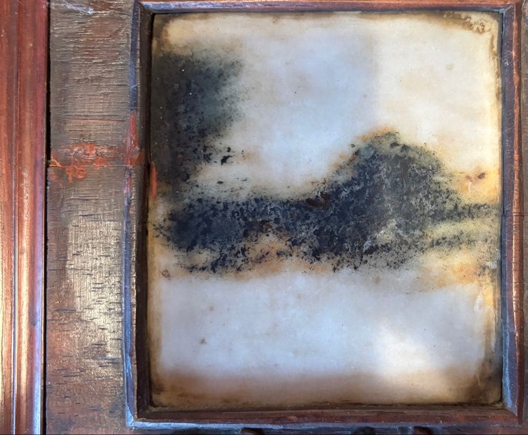 時代　大理石　中国工芸品　山水　漢詩