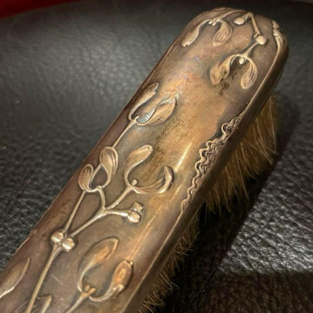 フランス　純銀950製　アンティーク　ヤドリギ　ブラシ　アールヌーボー