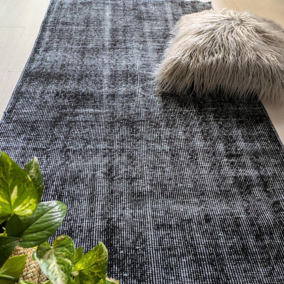 86×176 オーバーダイ　ブラックダークネイビー　トルコヴィンテージラグ