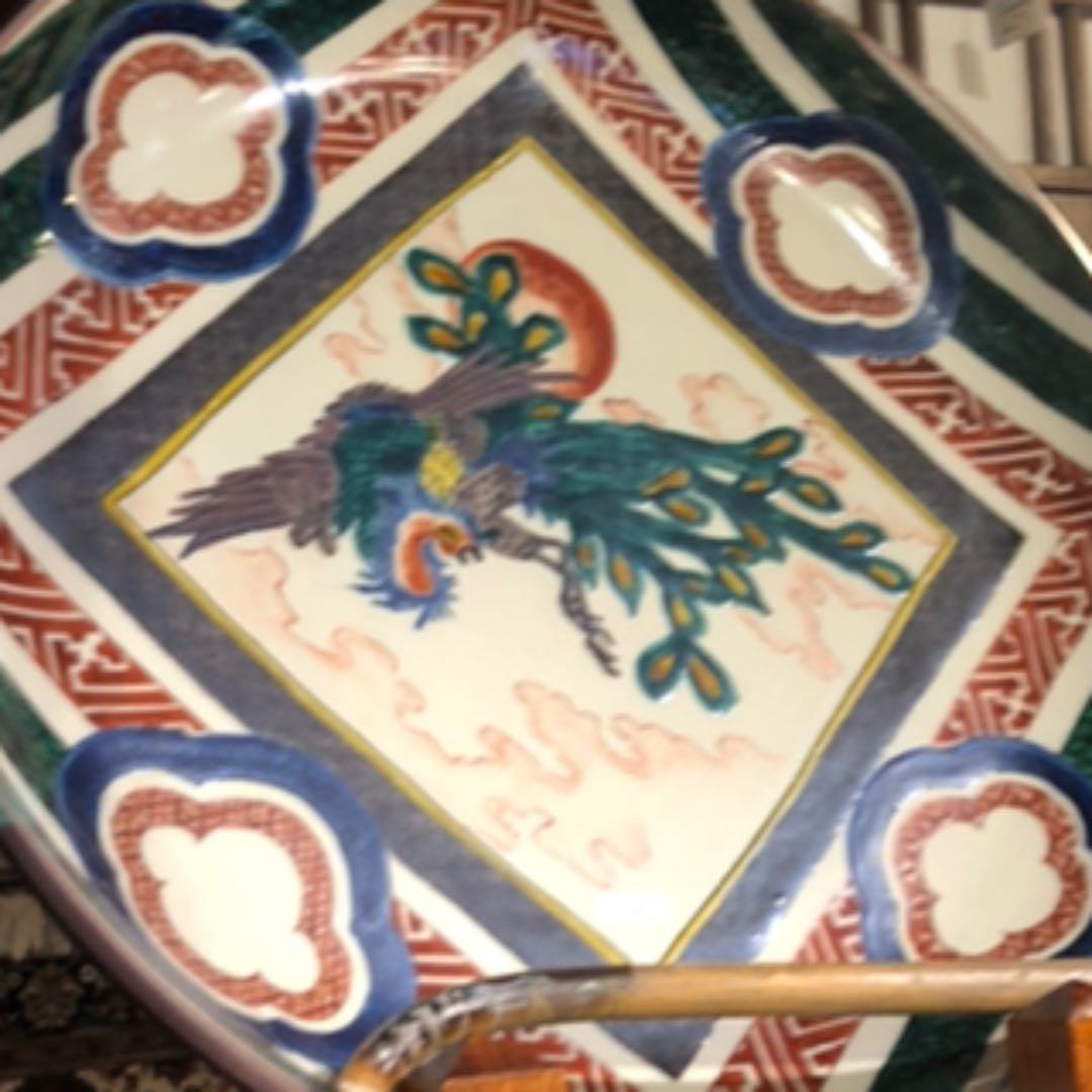 古九谷　鳳凰紋大皿　深鉢