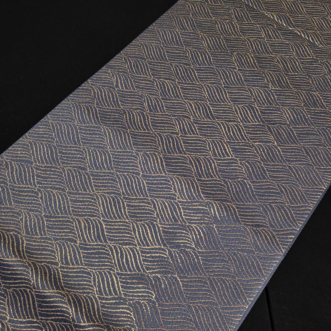 【予約済】着物と帯京月花 m3732■紺系の地に波模様作家物正絹袋帯全通■