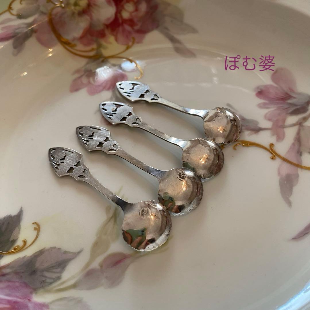 【フランス製】純銀 クリスタル／ソルトセラー 調味料入れ 箱入４個セット／バカラ