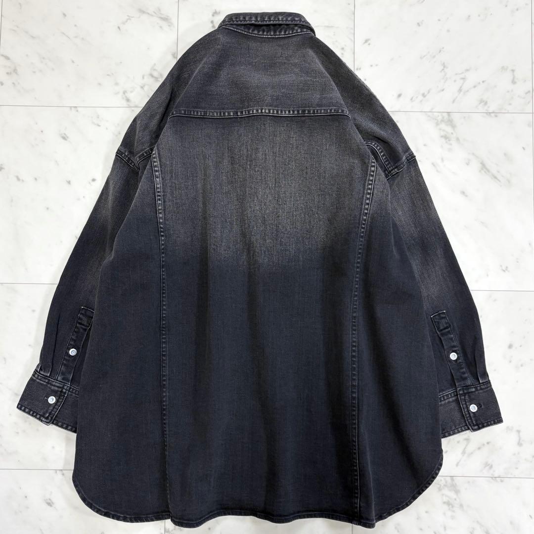 極美品✨ヘルシーデニム　アーモンド　デニムシャツ　オーバーサイズ　ゆったり　黒