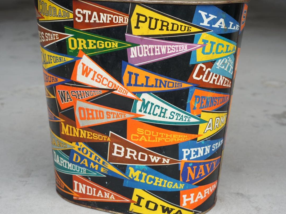 カレッジペナント　ダストボックス　ゴミ箱　ヴィンテージ アンティーク