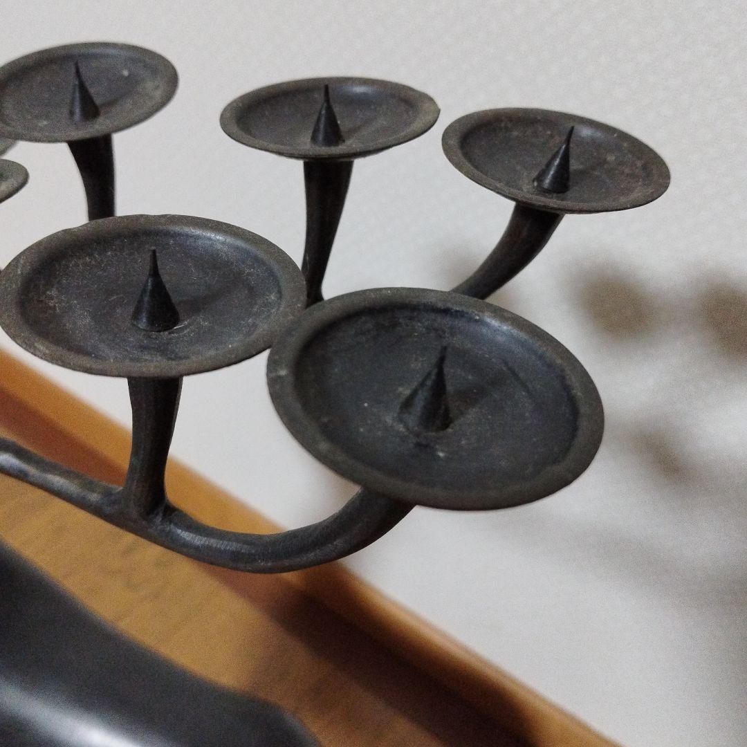 【ヤカン】アンティーク　鹿の形状の金属製キャンドルスタンド