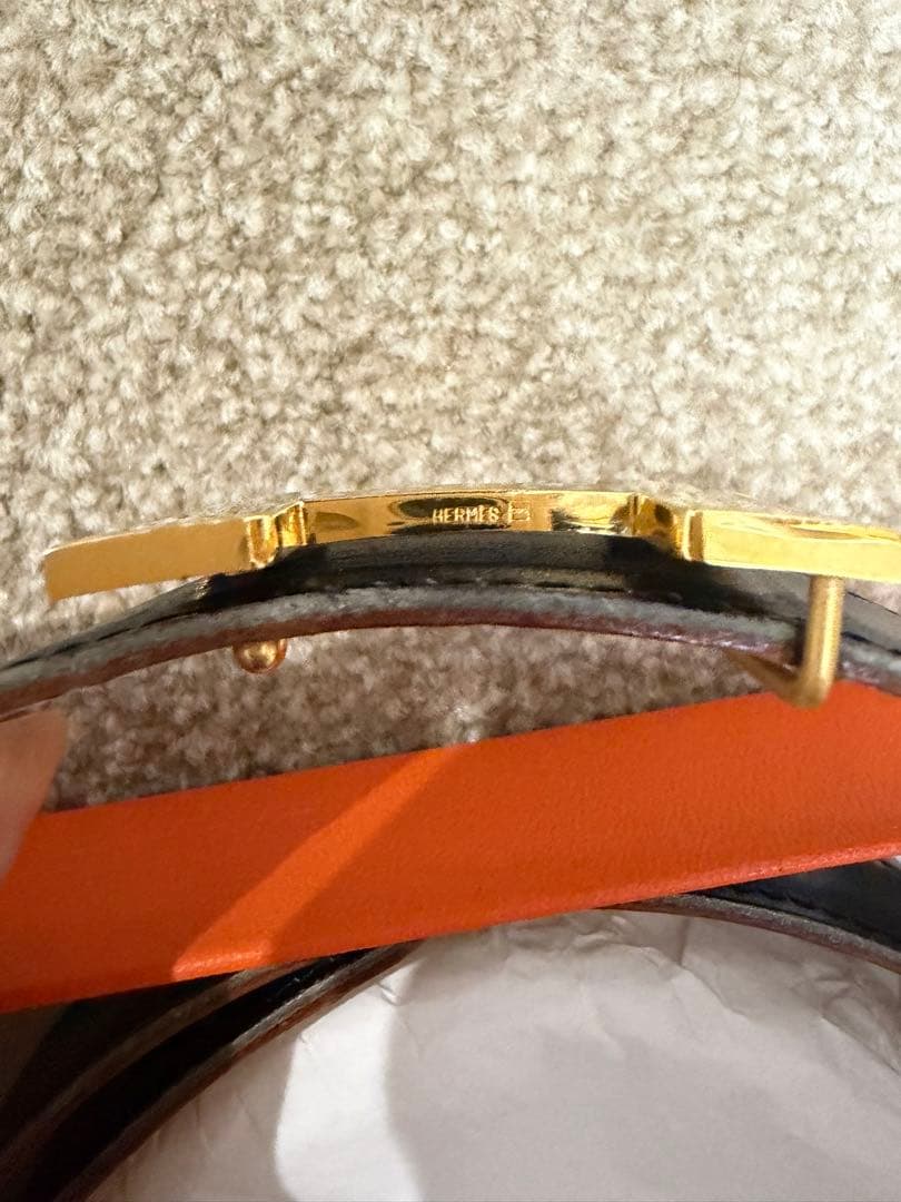 エルメス　H型バックル　ベルト　ブラック